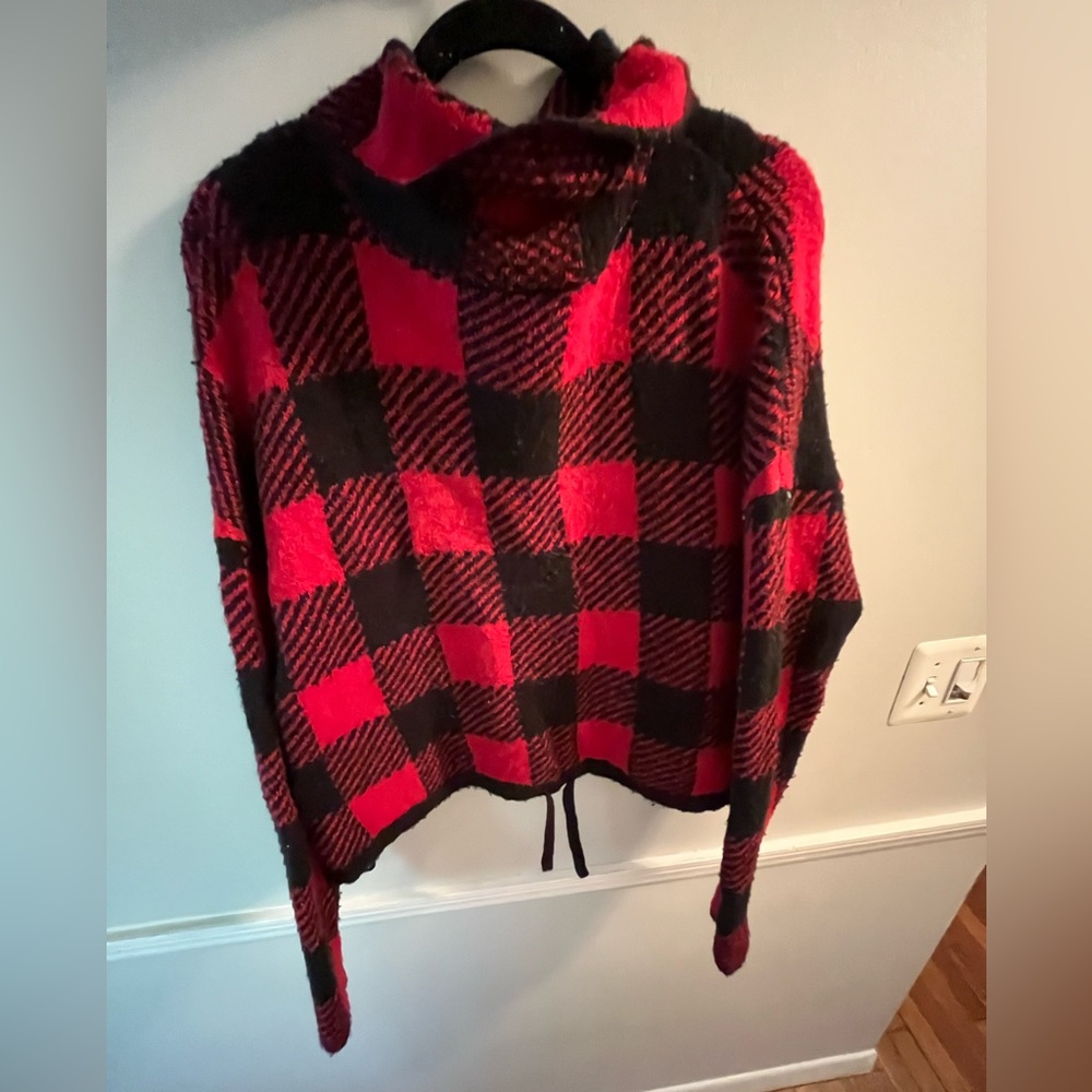 Cozy Red and Black Plaid Sweater